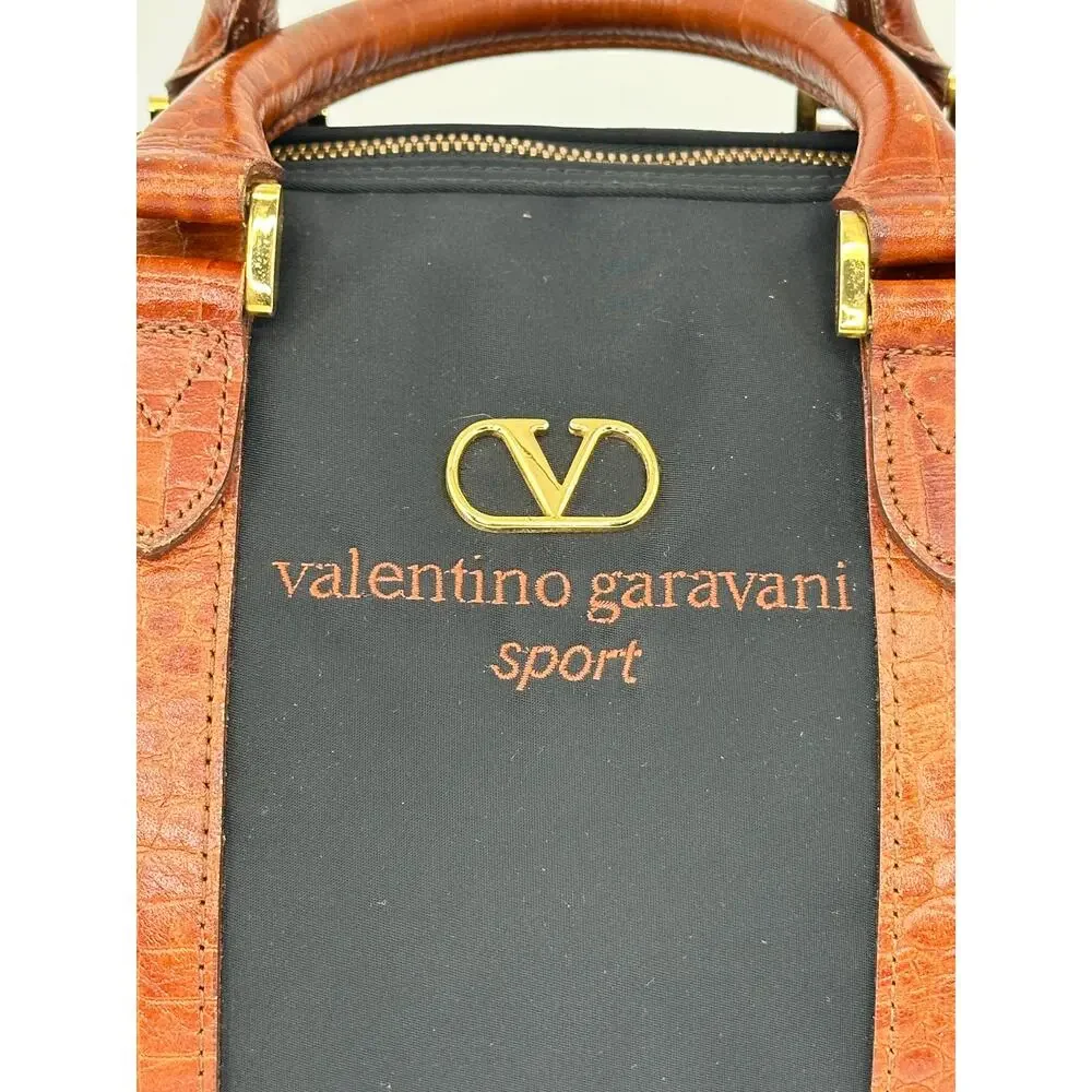Vintage Valentino Garavani Sport Duffel Bag Black Nylon Croc Trim + COA